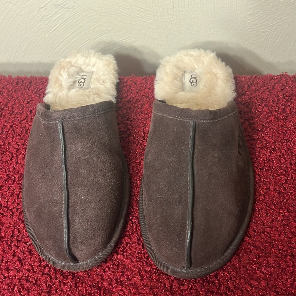 UGG Scuff Brown suede Slippers Size 11 - Picture 2 of 13